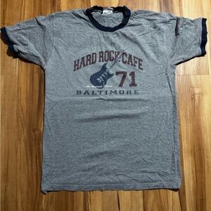 Hard Rock Cafe Gray and Navy T-Shirt